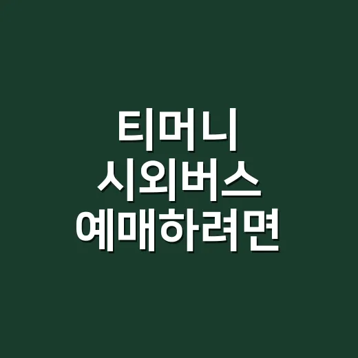 티머니 시외버스 예매하려면 시간표부터 이렇게 읽으세요 - 요약