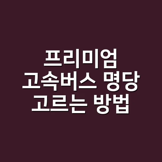 프리미엄 고속버스 명당 고르는 방법, 좌석표 볼 때 이렇게 잡으세요 - 요약