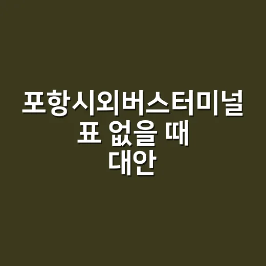 포항시외버스터미널 표 없을 때 대안 노선 찾는 방법 - 요약