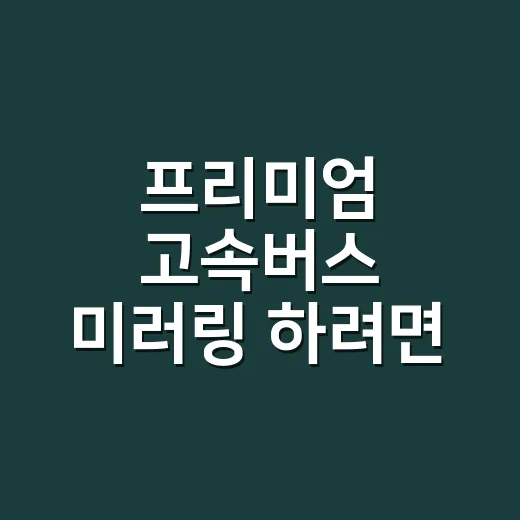 프리미엄 고속버스 미러링 하려면 이렇게 확인하면 됩니다 - 요약