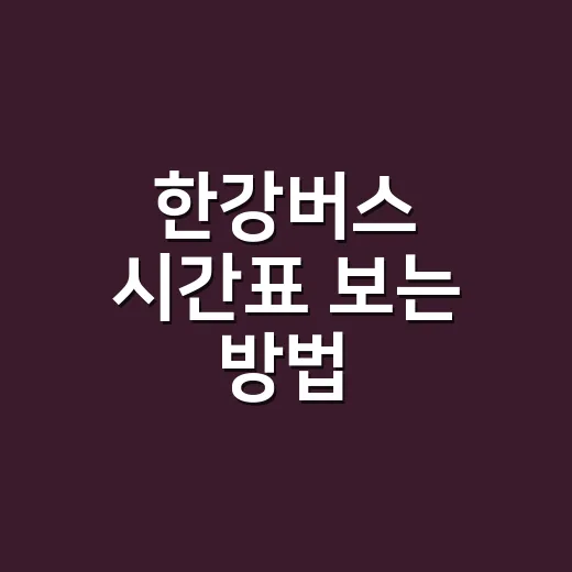 한강버스 시간표 보는 방법, 여의도 환승까지 이렇게 잡으면 덜 헤맵니다 - 요약
