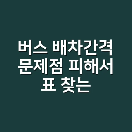 버스 배차간격 문제점 피해서 표 찾는 방법 - 요약
