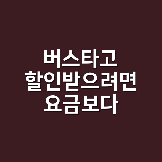 버스타고 할인받으려면 요금보다 노선부터 확인하세요 - 요약
