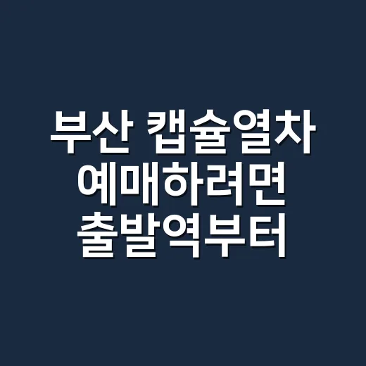 부산 캡슐열차 예매하려면 출발역부터 고르세요 - 요약