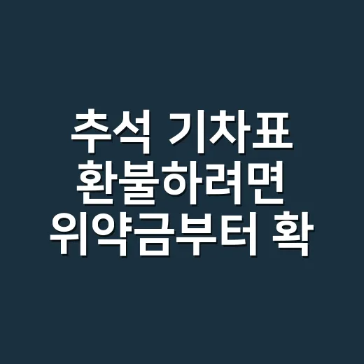 추석 기차표 환불하려면 위약금부터 확인하세요 - 요약