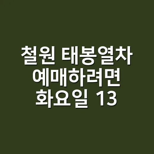 철원 태봉열차 예매하려면 화요일 13시를 기억하세요 - 요약