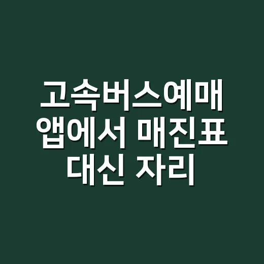 고속버스예매 앱에서 매진표 대신 자리 찾는 방법 - 요약