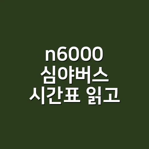 n6000 심야버스 시간표 읽고 타는 방법 - 요약