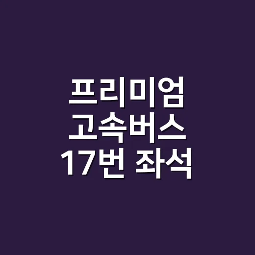 프리미엄 고속버스 17번 좌석 고르는 방법 - 요약