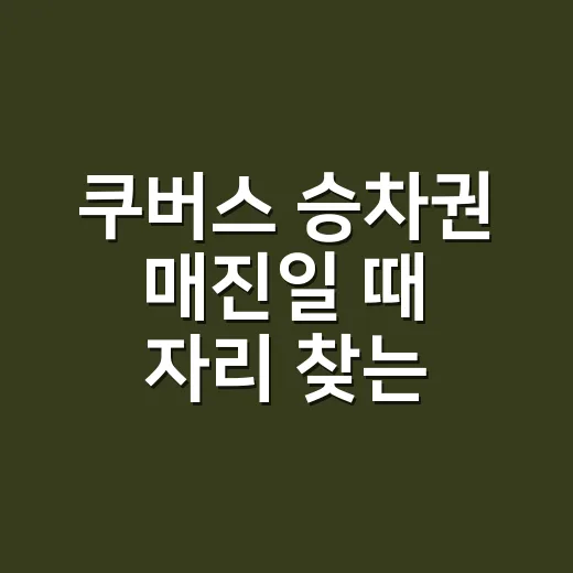 쿠버스 승차권 매진일 때 자리 찾는 방법 - 요약