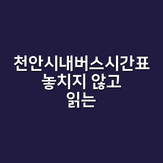 천안시내버스시간표 놓치지 않고 읽는 방법 - 요약