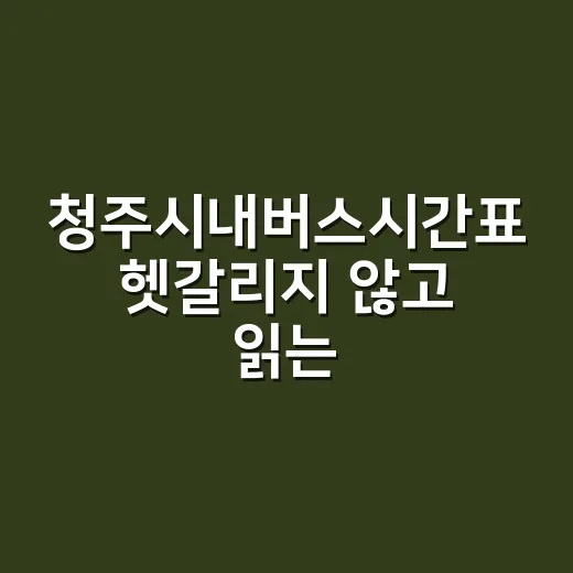 청주시내버스시간표 헷갈리지 않고 읽는 방법 - 요약