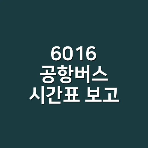 6016 공항버스 시간표 보고 내 차 고르는 방법 - 요약