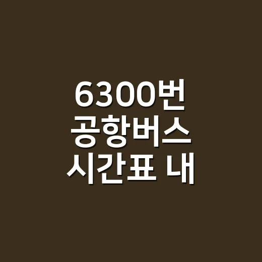 6300번 공항버스 시간표 내 정류장 기준으로 읽는 방법 - 요약