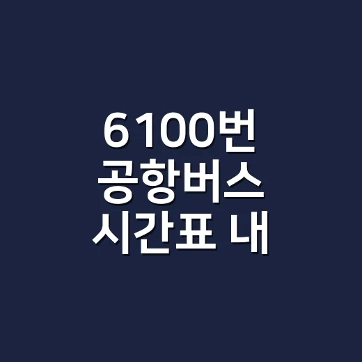 6100번 공항버스 시간표 내 정류장 기준으로 읽는 방법 - 요약