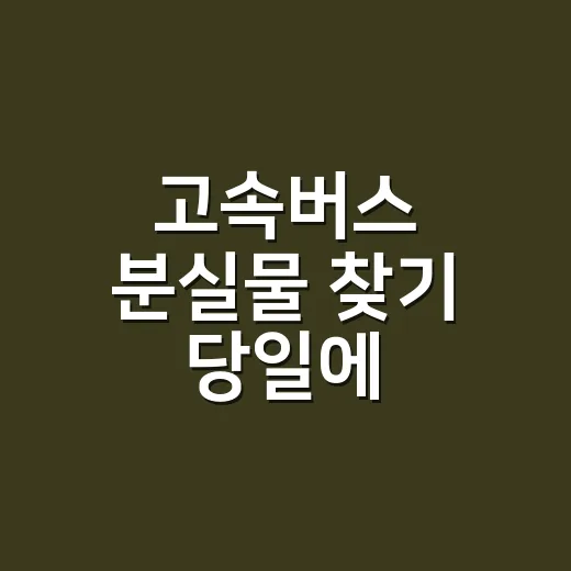 고속버스 분실물 찾기 당일에 움직이는 방법 - 요약