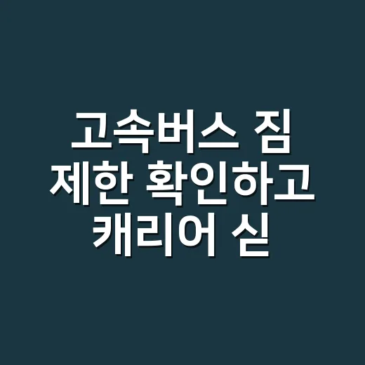 고속버스 짐 제한 확인하고 캐리어 싣는 방법 - 요약