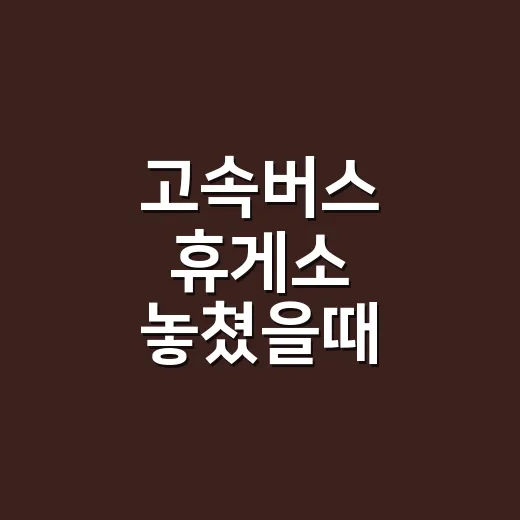 고속버스 휴게소 놓쳤을때 이렇게 대처하세요 - 요약