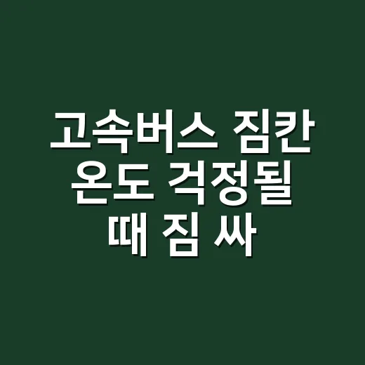 고속버스 짐칸 온도 걱정될 때 짐 싸는 방법 - 요약