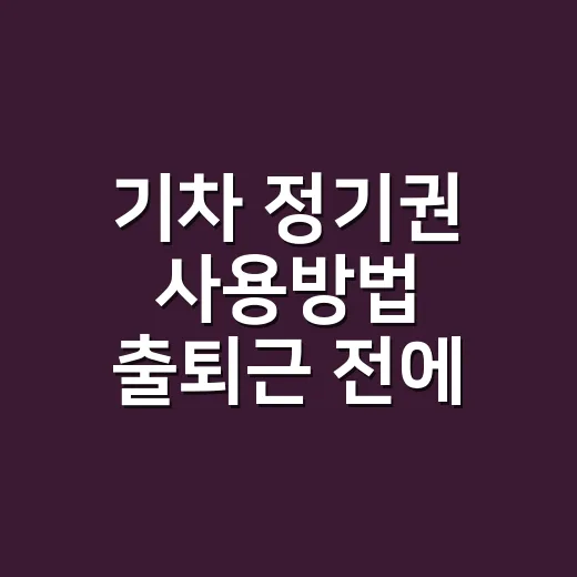 기차 정기권 사용방법 출퇴근 전에 확인할 것 - 요약