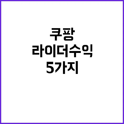 쿠팡라이더 수익을 볼 때 먼저 체크할 5가지 숫자 - 요약