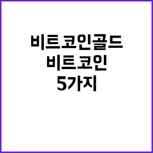 비트코인골드 매수 전 보는 5가지 숫자 - 요약