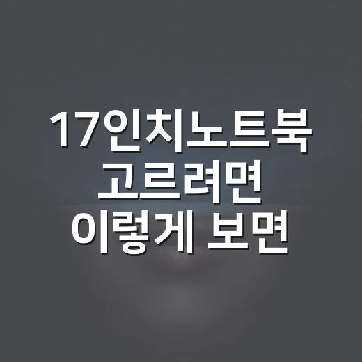 17인치노트북 고르려면 이렇게 보면 실패가 줄어듭니다 - 요약