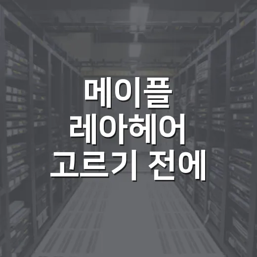 메이플 레아헤어 고르기 전에 비교하는 방법 - 요약