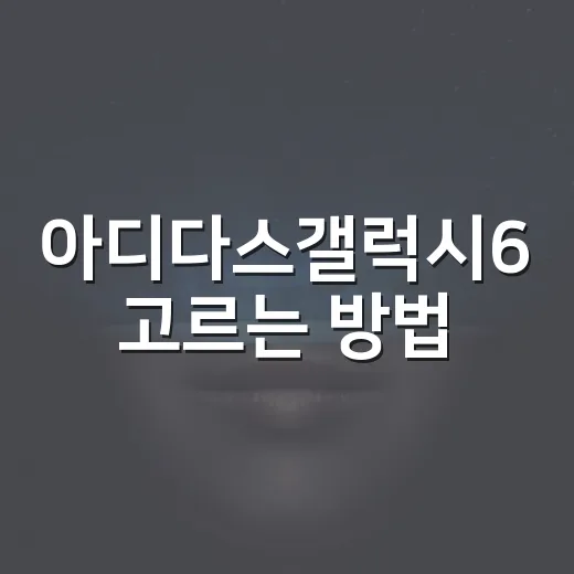 아디다스갤럭시6 고르는 방법, 걷기용 운동화로 괜찮은지 확인하는 기준 - 요약
