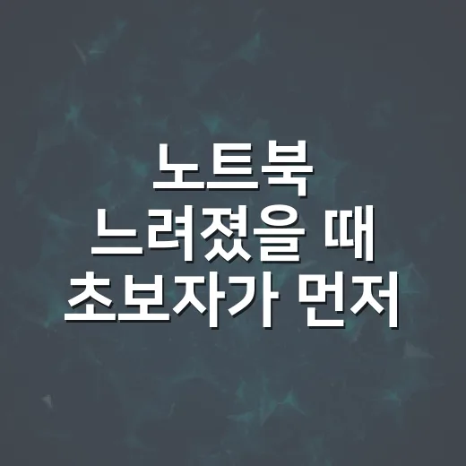 노트북 느려졌을 때 초보자가 먼저 손보는 방법 - 요약
