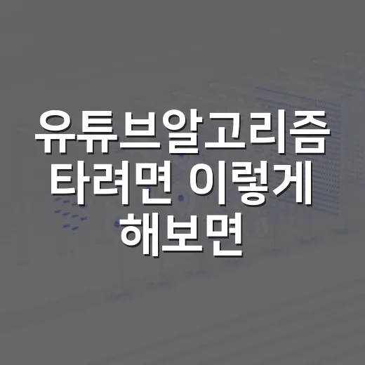 유튜브알고리즘 타려면 이렇게 해보면 됩니다: 초보자를 위한 영상 운영 방법 - 요약