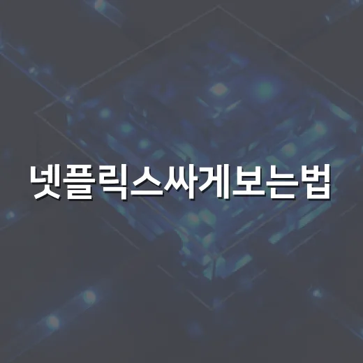 넷플릭스싸게보는법, 초보자는 이렇게 고르면 됩니다 - 요약
