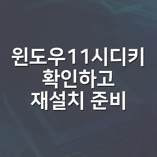 윈도우11시디키 확인하고 재설치 준비하는 방법
