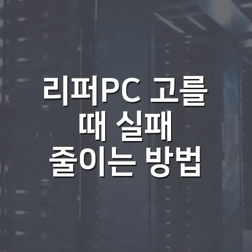 리퍼PC 고를 때 실패 줄이는 방법 - 요약