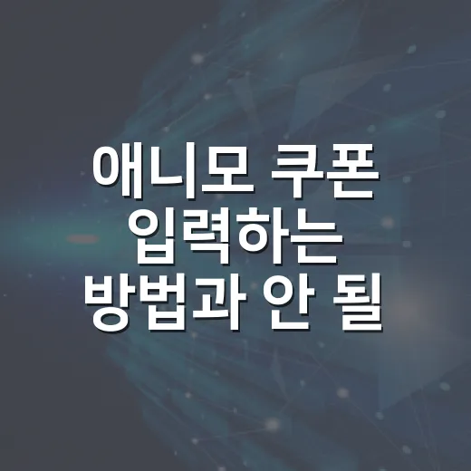 애니모 쿠폰 입력하는 방법과 안 될 때 확인할 것 - 요약