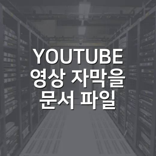 YOUTUBE 영상 자막을 문서 파일로 저장하는 방법 - 요약
