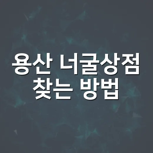 용산 너굴상점 찾는 방법, 헷갈릴 때 이렇게 확인하면 빠릅니다 - 요약