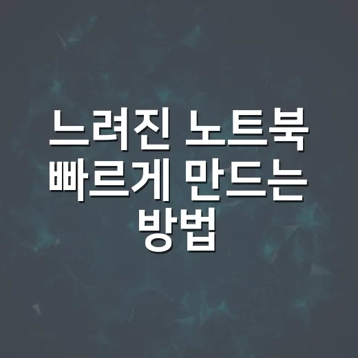 느려진 노트북 빠르게 만드는 방법, 돈 들이기 전에 확인할 것들 - 요약