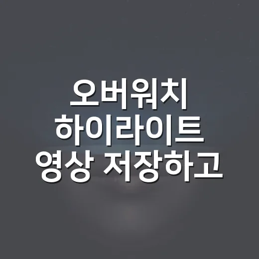 오버워치 하이라이트 영상 저장하고 용량 줄이는 방법 - 요약