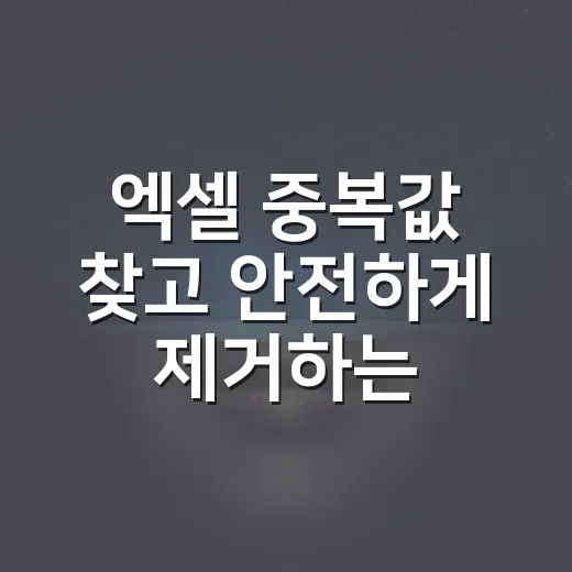 엑셀 중복값 찾고 안전하게 제거하는 방법 - 요약