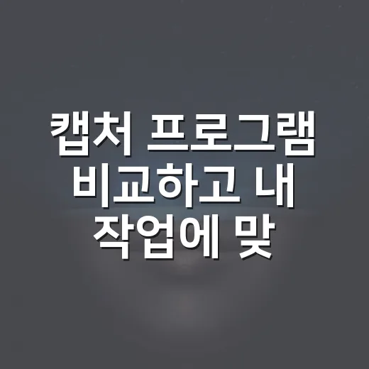 캡처 프로그램 비교하고 내 작업에 맞게 고르는 방법 - 요약