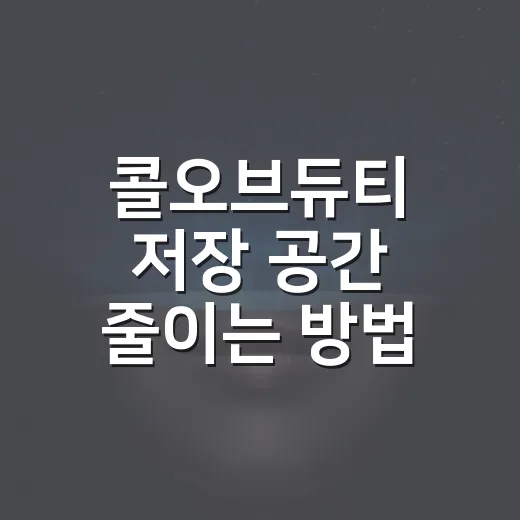 콜오브듀티 저장 공간 줄이는 방법 - 요약