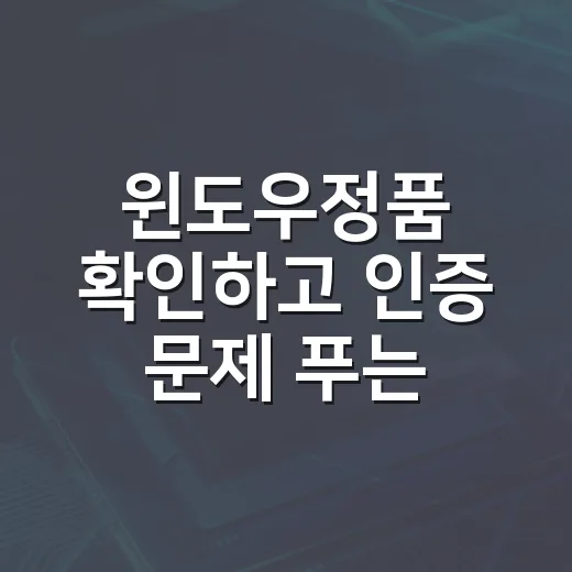 윈도우정품 확인하고 인증 문제 푸는 방법 - 요약