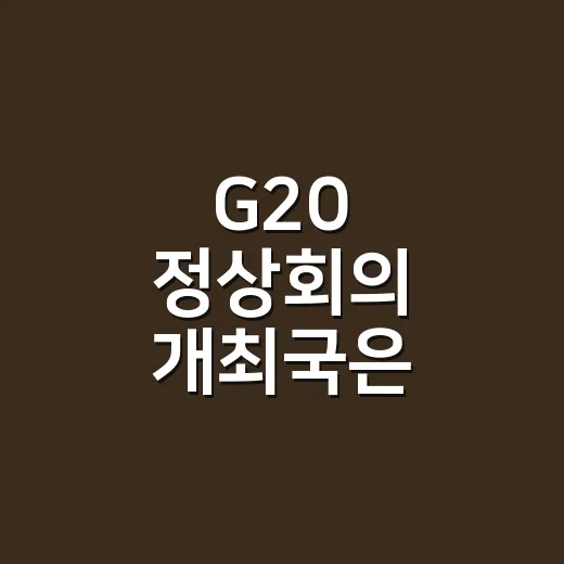 G20 정상회의 개최국은 어떻게 정해질까요? - 요약