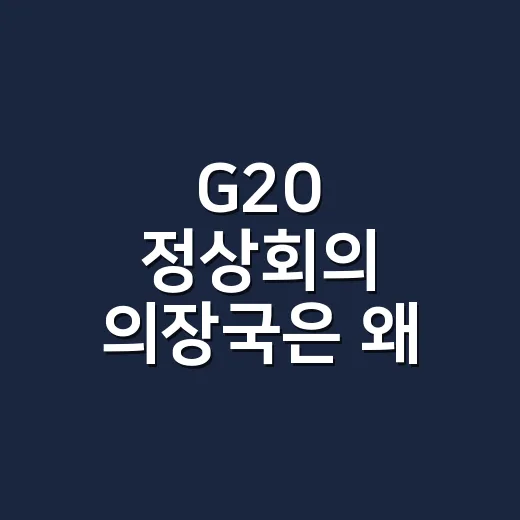 G20 정상회의 의장국은 왜 그렇게 중요할까요? - 요약