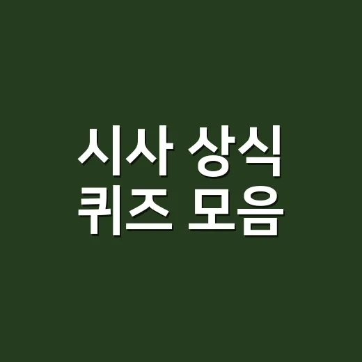 시사 상식 퀴즈 모음, 뉴스가 더 또렷하게 보이시나요? - 요약