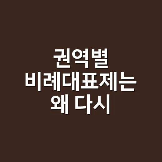 권역별 비례대표제는 왜 다시 거론될까요? - 요약