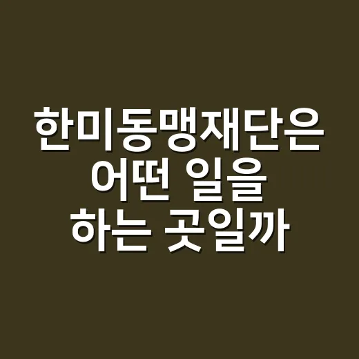한미동맹재단은 어떤 일을 하는 곳일까요? - 요약