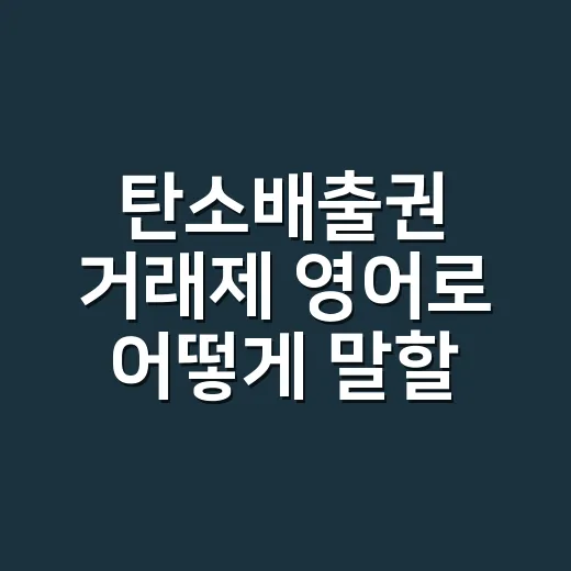 탄소배출권 거래제 영어로 어떻게 말할까요? - 요약