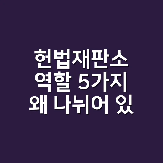 헌법재판소 역할 5가지 왜 나뉘어 있을까요? - 요약